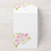 ウォーターカラーバラボホブーケ結婚式招待状 オールインワン招待状 (外側)