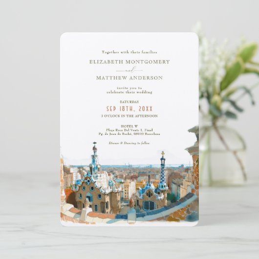 ウォーターカラーバルセロナパークゲル結婚ズ 招待状 (スタンド正面)