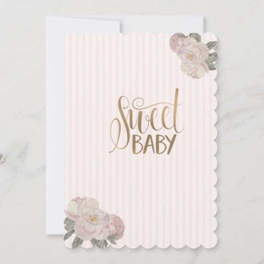 ウォーターカラーバレエシューズストライプの誕生日 招待状 (裏面)