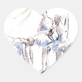 ウォーターカラーバレエ踊りバレリーナ ハートシール