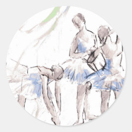ウォーターカラーバレエ踊りバレリーナ ラウンドシール