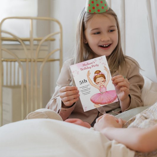 ウォーターカラーバレリーナ誕生日招待状 招待状