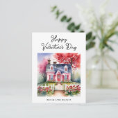 ウォーターカラーバレンタインズデイハウスエステ実在ート シーズンポストカード (スタンド正面)