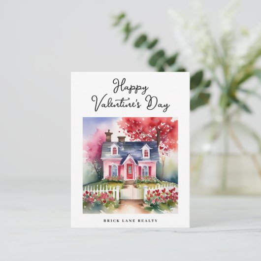 ウォーターカラーバレンタインズデイハウスエステ実在ート シーズンポストカード (スタンド正面)