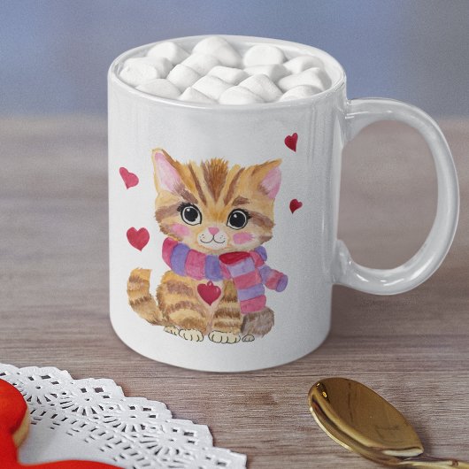 ウォーターカラーバレンタインデーキティ コーヒーマグカップ