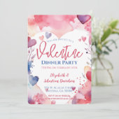 ウォーターカラーバレンタインデーナーパーティの招待状 招待状 (スタンド正面)