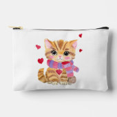 ウォーターカラーバレンタインデー子猫 アクセサリーポーチ (正面)