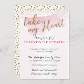 ウォーターカラーバレンタインパーティの招待状 招待状 (正面/裏面)