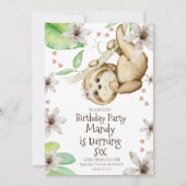 ウォーターカラーバレンティーンズデイスロースフローラ誕生日 招待状 (正面)