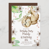 ウォーターカラーバレンティーンズデイスロースフローラ誕生日 招待状 (正面/裏面)