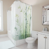 ウォーターカラーバンブーフォレストリトリート日本のスタイル シャワーカーテン (インサイチュ)