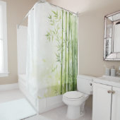ウォーターカラーバンブーフォレストリトリート日本のスタイル シャワーカーテン (インサイチュ)
