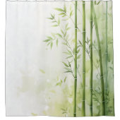 ウォーターカラーバンブーフォレストリトリート日本のスタイル シャワーカーテン (正面)