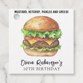 ウォーターカラーバーガーパーティー誕生日 フェイバータグ