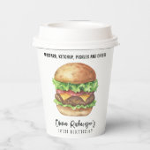 ウォーターカラーバーガーパーティー誕生日 紙コップ (裏面)