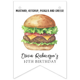 ウォーターカラーバーガーパーティー 誕生日 バンティングフラッグ