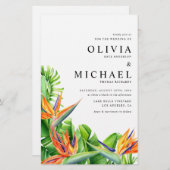 ウォーターカラーバーズオブパラダイス結婚式招待状 (正面/裏面)