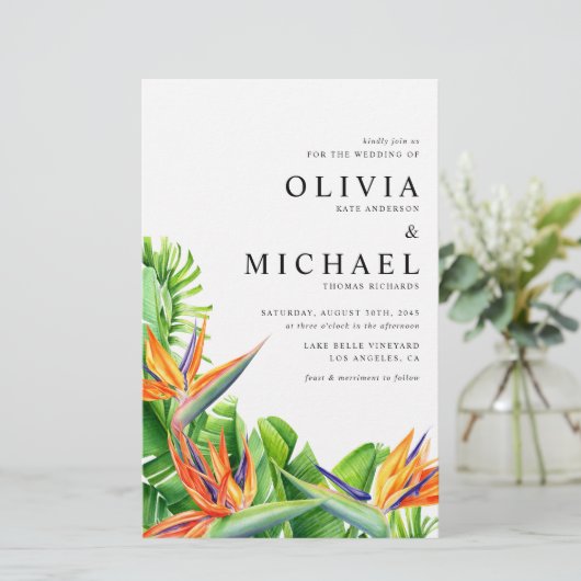 ウォーターカラーバーズオブパラダイス結婚式招待状 (スタンド正面)