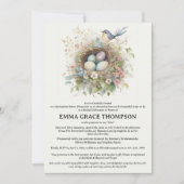 ウォーターカラーバードネスト&フローラ春ブライダルシャワー 招待状 (正面)