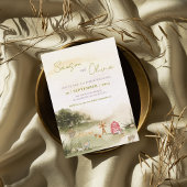 ウォーターカラーバーンイラストレーションファームハウス結婚ズ 招待状