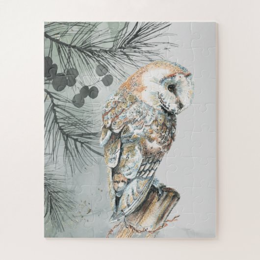 ウォーターカラーバーンドウル鳥自然ワイルドライフアート ジグソーパズル (縦)