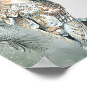 ウォーターカラーバーンドウル鳥自然ワイルドライフアート ポスター (角)