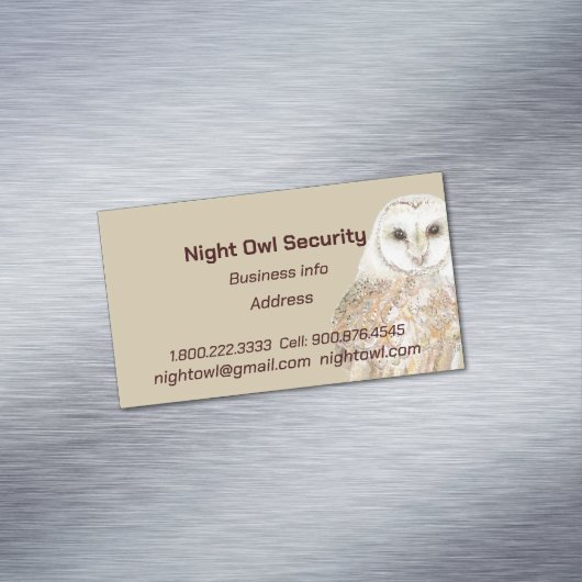 ウォーターカラーバーンドルセキュリティナイトフクロウビジネスCa マグネット名刺 (インサイチュ)