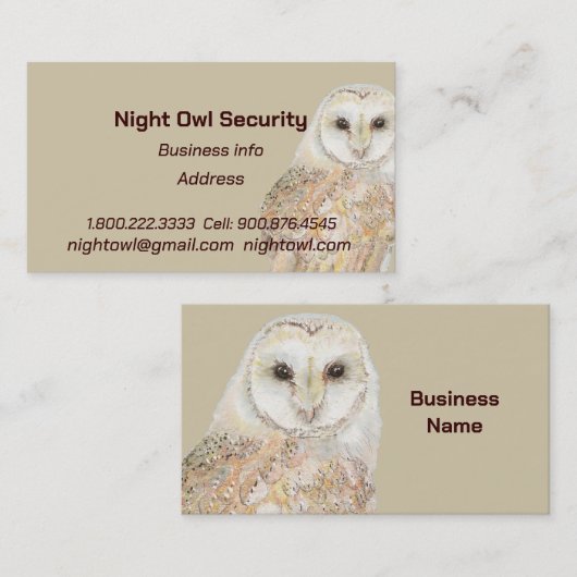 ウォーターカラーバーンドルセキュリティナイトフクロウ 名刺 (正面/裏面)