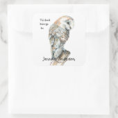 ウォーターカラーバーンドルバードアートカスタム蔵書票 スクエアシール (バッグ)