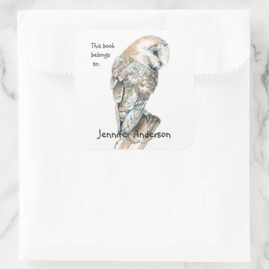 ウォーターカラーバーンドルバードアートカスタム蔵書票 スクエアシール (バッグ)