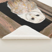 ウォーターカラーバーンドルフクロウ鳥野獣ナチュエアート シェルパブランケット (3/4)