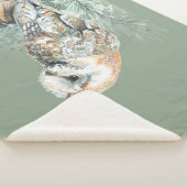 ウォーターカラーバーンドルフクロウ鳥野獣自然アート シェルパブランケット (3/4)