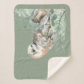 ウォーターカラーバーンドルフクロウ鳥野獣自然アート シェルパブランケット (正面)