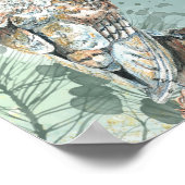 ウォーターカラーバーンドルフクロウ鳥野獣自然アート ポスター (角)