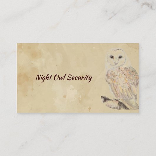 ウォーターカラーバーンフクロウのセキュリティビジネス 名刺 (裏面)