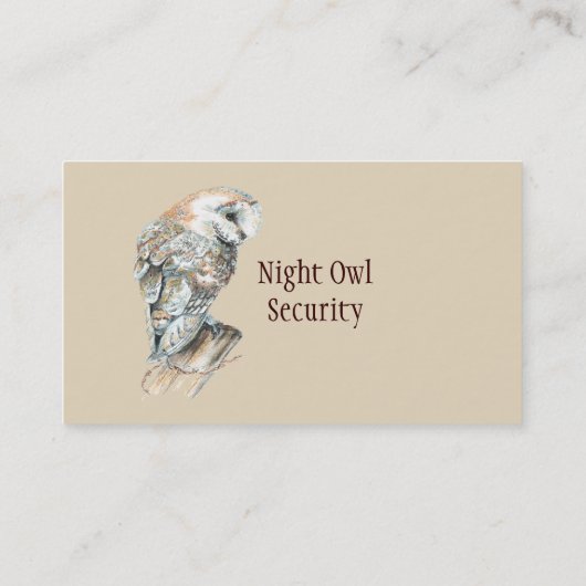 ウォーターカラーバーンフクロウのセキュリティビジネス 名刺 (裏面)