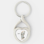 ウォーターカラーバーンフクロウバードアート自然名前をカスタムする キーホルダー (正面)