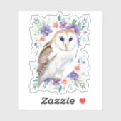 ウォーターカラーバーンフクロウフローラポートレート シール (シート)