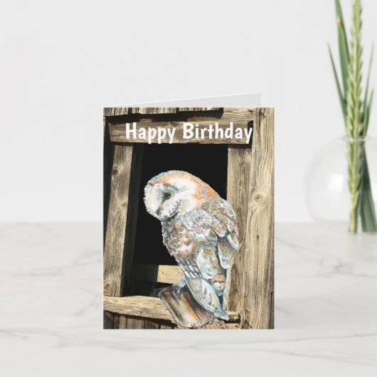 ウォーターカラーバーンフクロウ鳥自然野生生物誕生日 シーズンカード (正面)