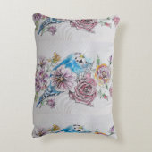 ウォーターカラーバ絵画ジーズバード&バラズクッション アクセントクッション (裏面(縦))