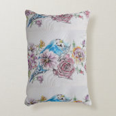 ウォーターカラーバ絵画ジーズバード&バラズクッション アクセントクッション (正面(垂直))