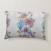 ウォーターカラーバ絵画ジーズバード&バラズクッション アクセントクッション (裏面)