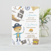 ウォーターカラーパイレーツ誕生日招待状 招待状 (スタンド正面)