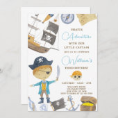 ウォーターカラーパイレーツ誕生日招待状 招待状 (正面/裏面)