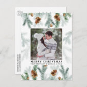 ウォーターカラーパインコーングリーンリーカップル写真 ポストカード (正面/裏面)