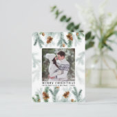 ウォーターカラーパインコーングリーンリーカップル写真 ポストカード (スタンド正面)