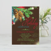 ウォーターカラーパインコーンホリデーパーティー 招待状 (スタンド正面)