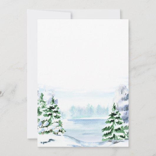 ウォーターカラーパインツリークリスマスホリデーオープンハウス 招待状 (裏面)