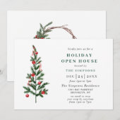 ウォーターカラーパインツリークリスマスホリデーオープンハウス 招待状 (正面/裏面)