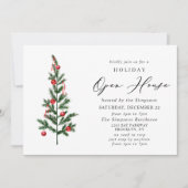 ウォーターカラーパインツリークリスマスホリデーオープンハウス 招待状 (正面)